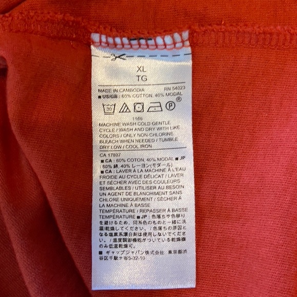 Women’s XL Banana Republic Orange Ruffle Hem Cotton Tee - Picture 4 of 7